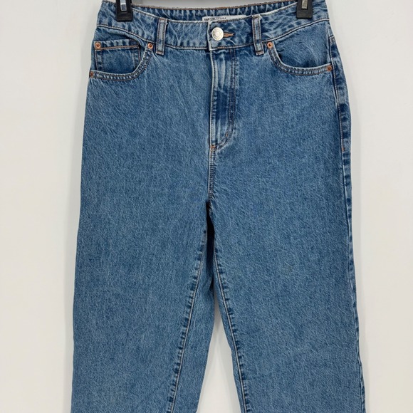 GARAGE DENIM Wide Leg Jeans High Rise Skater Blue Raw Hem Size 5 Long - Picture 2 of 6